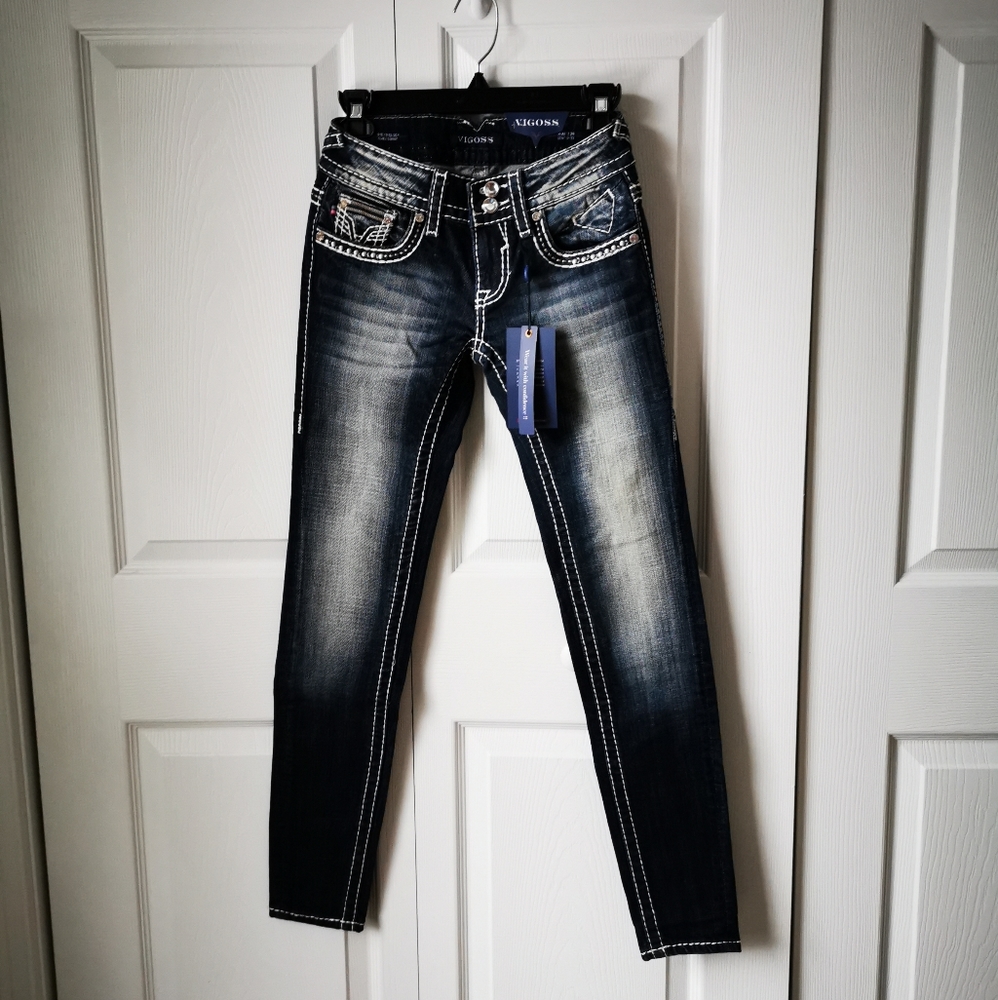 NWT Vigoss heavy stitches skinny jeans size 24